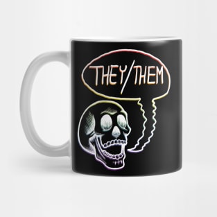 LGBTQIA+ Rainbow Pride Flag They Them Pronouns Skull Mug